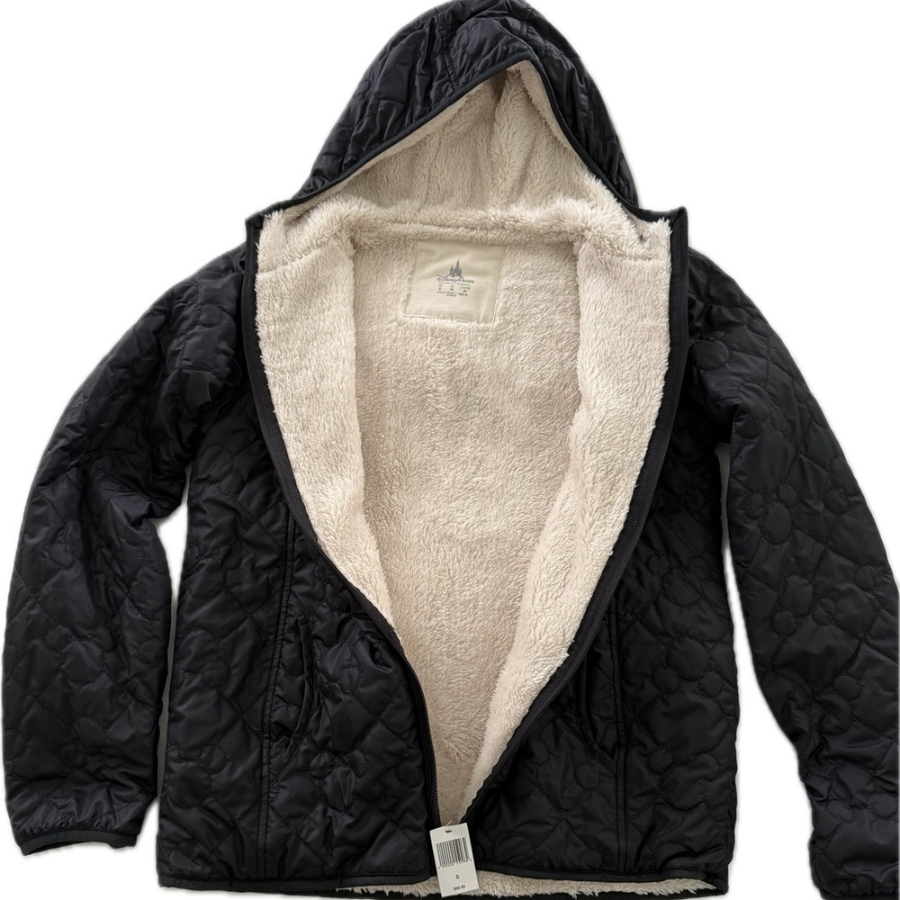 Disney Parks Mickey Mouse Quilted Sherpa Lined Hooded Jacket | Women’s Small